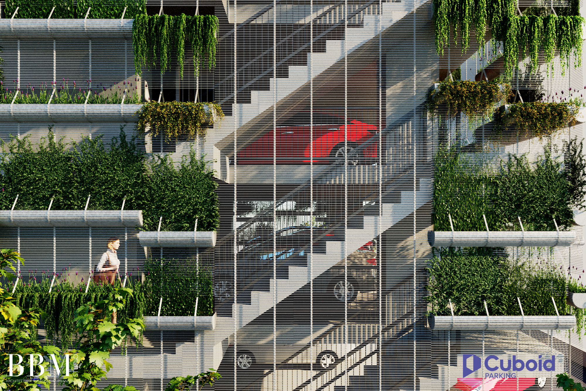 Cuboid Parking - Cuboid Facade and Stairway